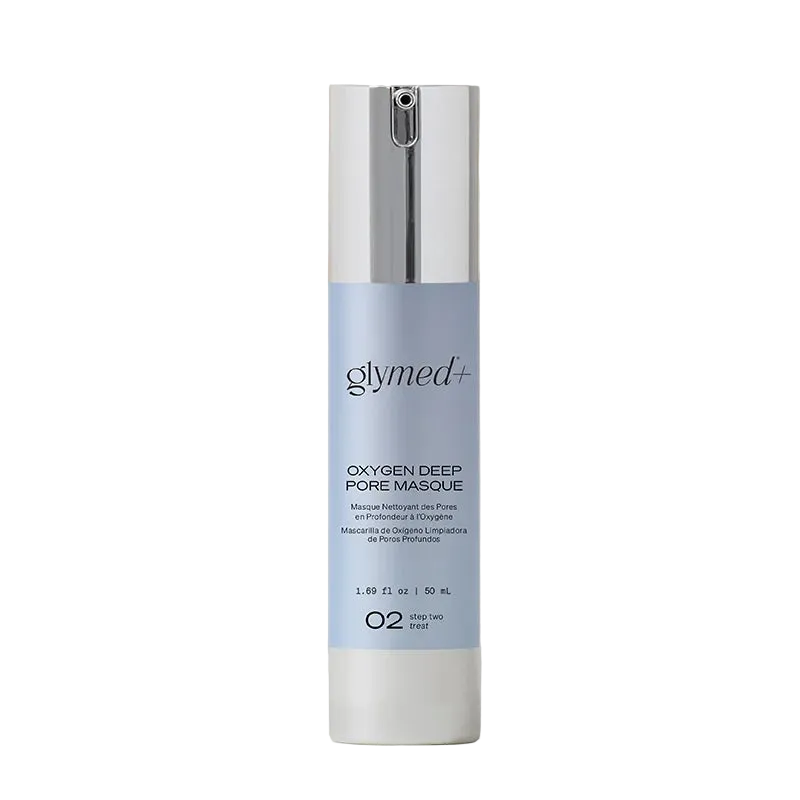 Glymed Oxygen Deep Pore Masque bottle on a light beige background
