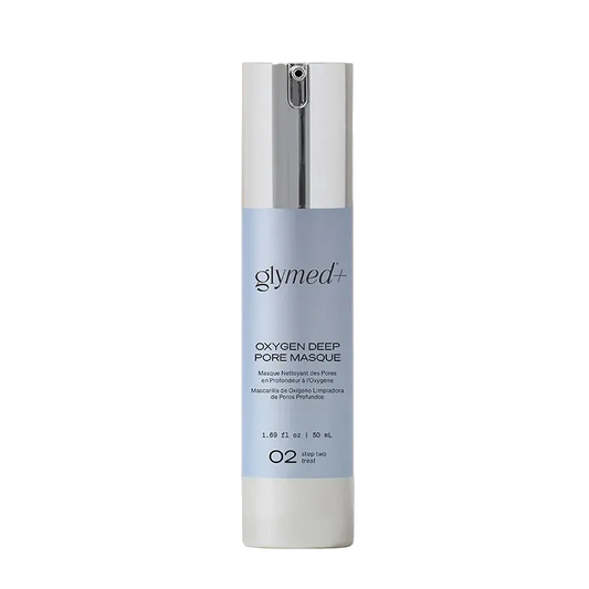Glymed Oxygen Deep Pore Masque bottle on a light beige background